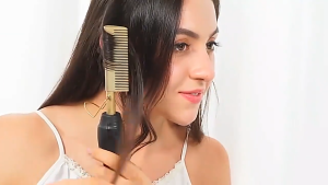 Hair Straightener Curler Fast Heating 2in1 Electric Heating Copper Comb Dry/wet Use Straight Comb
