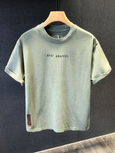 Summer New Washed Pure Cotton Short Sleeve Loose Casual Top Mens Trendy Art Print Versatile Half Sleeve T-Shirt Youth Fashion