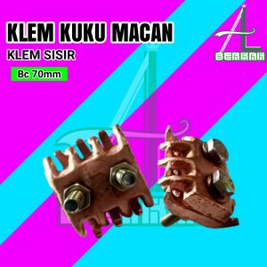 Klem Kuku Macan Sisir BC 70mm Isolator Kabel Penangkal Anti Petir Grounding Rod Clamp Rod Grounding Clam Ground Rod Clem Tebal