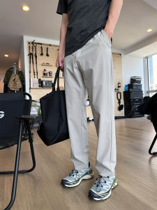 กางเกงปีนเขาแบบบางสำหรับผู้ชาย กางเกงขายาวลำลอง ผ้าไหมน้ำแข็งแห้งเร็ว ด้านนอก สีเทาอ่อน กันแดด กางเกงทำงานกลางแจ้ง