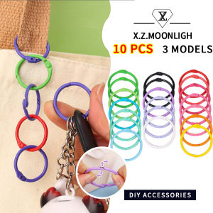 X.z. MOONLIGH DIY พวงกุญแจสีสันสดใสเคลื่อนย้ายได้แหวนคลิปหลวมใบแหวนหนังสือเข้าเล่มวงแหวนลวดเปิด