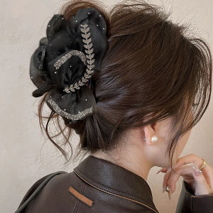 Black Sweet Tulle Bowknot Hair Claws Exquisite New Headwear Shiny Shark Hair Clip Women Hairpins
