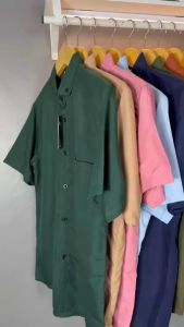 Kemeja Basic Polos Pria Lengan Pendek Premium - Baju Kemeja Cowok Lengan Pendek Casual Formal Distro Bisa COD
