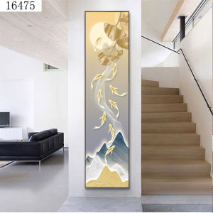 Corridors Hallway Doorway Front Door Wall Painting Nine Fish Pattern Jinshan Decorative Painting Narrow Bench Mural