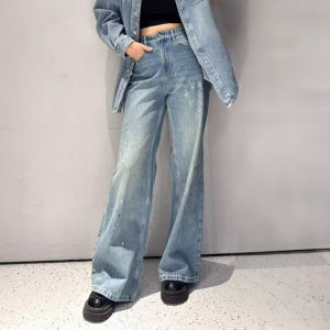 High Waist Straight Leg Graffiti Jeans Womens Fashionable Versatile Distressed Denim Pants Spring 2025 Ainosi Flagship Store