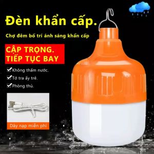 Bóng đèn Led tích điện siêu sáng 80W 150W 200W 300W có móc treo tiện lợi Đèn led sạc tích điện đa năng cao cấp kèm móc treo