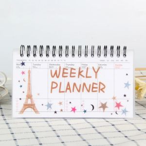 พวงมาลัยสด Moon Phase Tear-off Weekly Plannerแบบพกพา COIL Flip-up Notepadโรงเรียนเครื่องเขียนนักเรียนอุปกรณ์โน้ตบุ๊ค