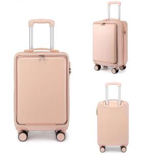 กระเป๋าเดินทางเดินทางแล็ปท็อปพกพาด้านหน้าสำหรับผู้หญิงขนาด20 "22" 24 "26นิ้วพร้อมล้อเงียบ Gembok KATA Sandi กระเป๋าเดินทางรถเข็นกลิ้งสำหรับผู้ชาย Gratis Ongkir