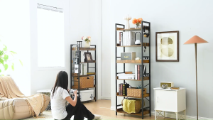5 Tier Freestanding Shelving Unit Multi‑Tier Storage Shelf Heavy‑Duty Open Bookshelf Standing Display Rack for Books Decor Home Organization