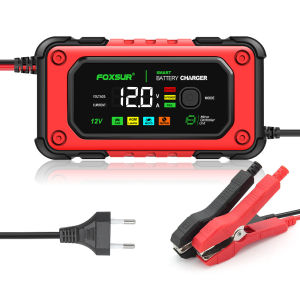 FOXSUR 12V 7A FBC1207E Smart Car Battery Charger For AGM GEL Lead Acid LiFePO4 Battery Universal Motorcycle Charger