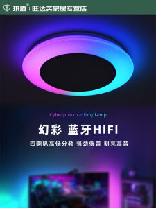 Modern Simplicity Gaming Room RGB Atmosphere Bluetooth Speaker Light Iron Acrylic round Top Mount Lamp for Bedroom Study KTV