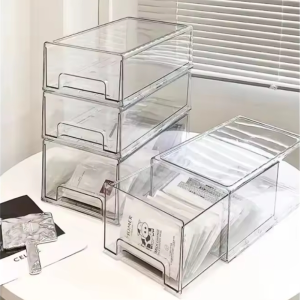 1 Pack Plastic Drawer Storage Clear Stackable Storage Drawers Large Storage Bins with Drawers Acrylic Drawer Organizer for Off