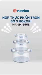 Hộp Đựng Thực Phẩm Tròn Cao Cấp Khoá Gài VIỆT NHẬT HOKORI 6558 - TADAHOME