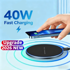 40W Fast Wireless Charging Stand Universal Qi Charger Dock for iPhone 17-11 Series Samsung S24/S23/S22/S21 Xiaomi Huawei