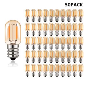 Genixgreen | 50PCS Vintage LED Filament Light Bulb E12 T22 1W 220V Amber Glass Mini Night Lamp Ampoule Street Garland Chandelier Bulbs