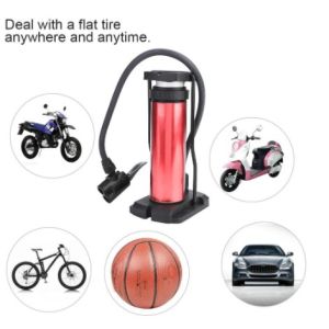 High pressure air pump aluminum alloy mini bicycle pump with instrument suitable for motorcycle football basketball