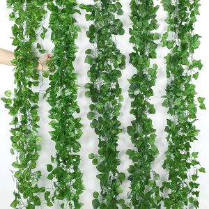 ไม้เลื้อยสีเขียวเทียมพวงมาลัยใบไม้ใบไม้ต้นไม้ปลอมเชือกหวายพวงหรีดแผ่นพลาสติกมีล้อไม้เลื้อยตัวแขวนตกแต่งต้นไม้ประดิษฐ์แขวน DIY ดอกไม้ตกแต่งบ้าน