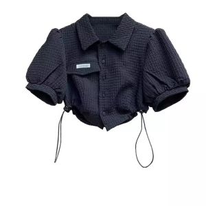 Summer Wear Dopamine Wear a Set of Internet Celebrity Fried Street Fashion Sweet and Spicy Short Shirt Wide-Leg Overalls Two-piece Set