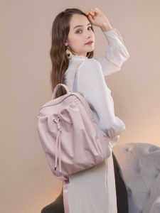 Túi cho người phụ nữ thẩm mỹ Ba lô thiết kế thời trang túi cho bạn gái xếp li vải dây rút dễ thương mỏng Ba lô Đèn Gấp được schoolbag