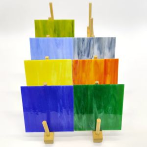 7pcs 4X4in Stained Glass Sheets DIY Mosaic Tile Lampshade Handicraft Material Colourful Transparent Glass