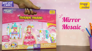 Imagimake Mirror Mosaic : Princess & Unicorn | Mess Free DIY Mosaic Craft Kit | 950+ Foil Sticker | Travel Toys for Girls | Birthday Gift for Girls Ages 345678 Pink