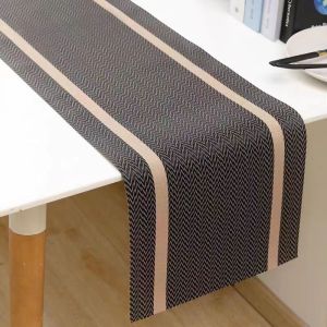 Taplak Meja Panjang / Table Runner Dekorasi Meja Simple PVC/ Dekorasi Meja Putih Hitam