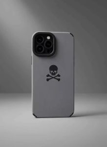 Cute Cartoon Black Skull Leather Phone Case For iPhone 16 17 Pro Max 15 Plus Air 11 12 13 Mini Soft Silicone Shockproof Cover