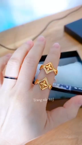 Nhẫn Nữ Titan Cao Cấp Mạ Vàng Phong Cách Mặt Hoa Xoàn Đính Đá - MiJ