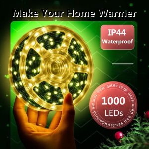 LED Green Wire Led String Fairy Lights US/EU Plug 110V/220V Waterproof LED Christmas Tree Holiday Home Garden Decoration Xmas