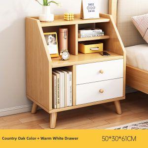 Compact Bedside Storage Cabinet Space-saving Modern Nordic Solid Wood Legs