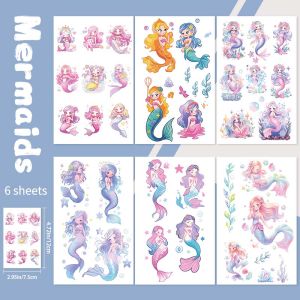 10pcs Cartoon Mermaid Series Tattoo Stickers Waterproof Party Party Gifts Funny DIY Fun Stickers