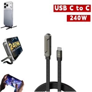3-in-1 240W Type C To USB C Fast Charging Data Cable Foldable Stand Phone Holder Fast Charging for Flat  Xiaomi IPhone 17