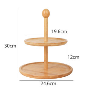 Double Layer Bamboo Wood Cake Display Stand High Foot Tea Time Fruit Plate Hotel Banquet Entertainment Center Afternoon Tea Table
