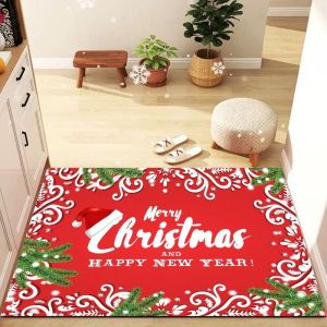 VIKAMA Merry Christmas Doormat Happy New Year Non-Slip Entry Rug Festive Holiday Home Decor Mat Winter Celebration Floor Mat