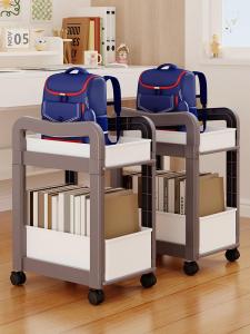 ตู้เก็บของแบบเคลื่อนที่พร้อมล้อสำหรับใส่กระเป๋าหนังสือ ชั้นวางของแบบพกพา ชั้นวางของในชั้นวางหนังสือ ชั้นวางของสำหรับเก็บกระเป๋าหนังสือใต้โต๊ะ