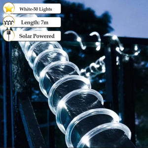 【Christmas】Solar Christmas Rope Lights Outdoor Waterproof LED Tube String Lights 8 Modes Solar Garden Fairy Lights Warm White White Colorful Flexible Copper Wire PVC Rope Lights For Tree Fence Patio Lawn Camping Wedding Party Christmas Decoration