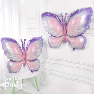 New Purple Butterfly Aluminum Foil Balloons Set Girls Birthday Party Decoration Living Room Scene Arrangement Fresh Style