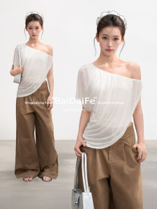 BAIDAIFEI | Áo Thun Tay Ngắn Layer Asymmetrical Voan
