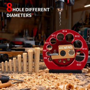 8-Hole Adjustable Dowel Maker Jig Kit with Nail & Blade Set 8-20mm Woodworking Milling Tool for Round Rods and Tenons