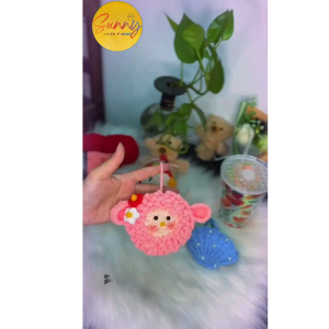 Túi đựng bình nước bình giữ nhiệt gấp gọn làm charm treo túi xách móc khóa tiện lợi bằng len