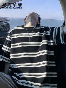 Mark Fairwhale | Designed American Stripe Slim-fit Mens T-shirt