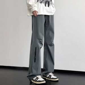 Mens Outdoor Casual Pants Spring Autumn Waterproof Workwear Trousers Trendy Large Size Sports Leisure Straight Leg Pants