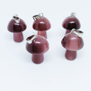 Natural Crystal Mushroom 2cm Mushroom Pendant DIY Agate Amethyst Fluorite Mushroom Modeling Pendant Necklace Accessories