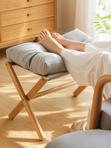 Stool พักเท้า รุ่นพับได้ ไม้แท้ พักเท้า รองเท้า สวมส้น รองเท้า สวมส้น พื้นที่พักเท้าสำหรับห้องทำงาน