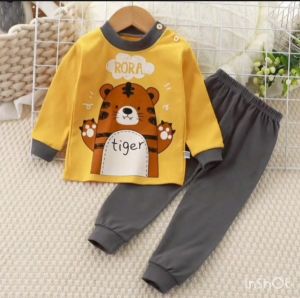 HappykidClothing Kids Boy Girl Cotton Pyjamas Long Sleeve Shirt + Long Sleeve Pant Baby Sleepwear Baju Tidur Newborn Baby (1mths to 7 Yrs)