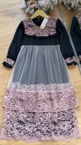 Gamis Anak Leisha Elegan Plus Furing Kombinasi Brokat Lebaran Labella 6 Thn