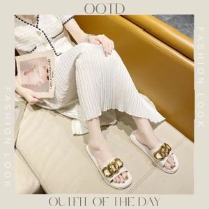 QDshop ใหม่ล่าสุด รองเท้าแตะแฟชั่นสวยหรู ถุงโซ่แฟชั่นเกาหลี รองเท้าแตะแฟชั่นสวยๆ ต้องเลือก 2 สี บรรจุภัณฑ์ที่สวยๆ