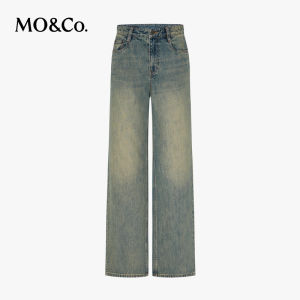 MO&Co. | Yellowish Light Blue Denim Jeans Mid-low Waist Boxyfit Cotton Bamboo Fiber