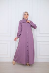 gamis polo linen / rihana dress / gamis kancing / dress polo linen