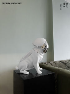 Luxury Modern Cartoon Dog Sculpture Space Dog Hair Salon Milk Tea Shop Decor Trendy Minimalist Resin Home Decorative Accessories